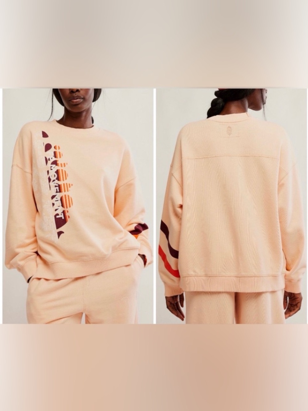 Free People FP Movement All Star Buti Logo Pullover - peach pastel combo - XS